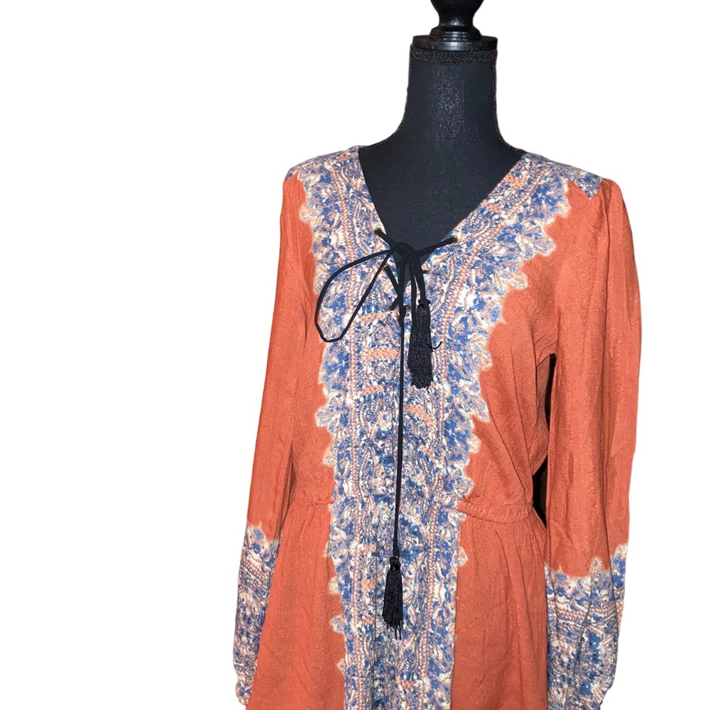 Long sleeve Free People blouse/orange.